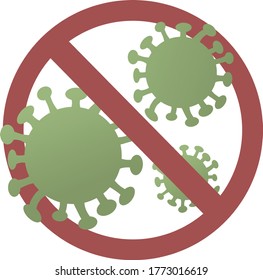 sign re circle stop spread coronovirus corona virus infection green bacteria logo