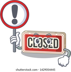 With sign closed sign isolated with the mascot
