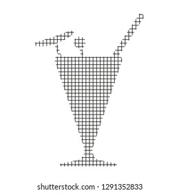 Sign cocktail, black on a white background, squares, vector