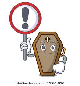 With sign coffin character cartoon style vector illustration