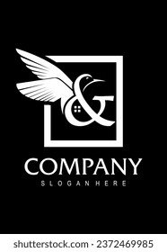  sign and colibry real estate vector logo design