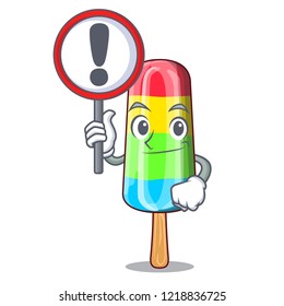 With sign colorful ice cream sticks on cartoon