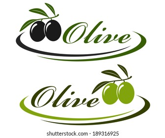 sign with colorful olives and decorative lines