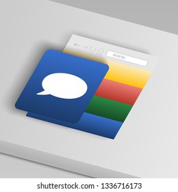 sign of communication bubble icon. From collection button icons