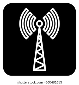 Sign of communication tower on a dark background.