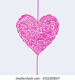 Sign of Complicated Love Vector, One Line Vector Art