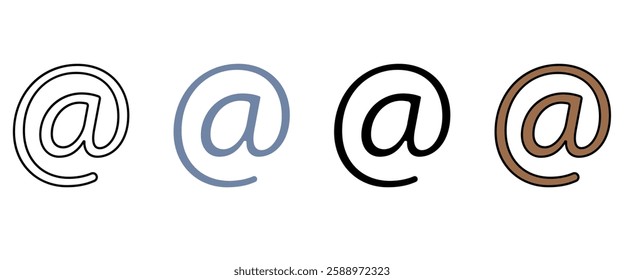at sign concept line icon. Simple element illustration. at sign concept outline symbol design.