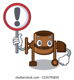 With sign concrete mixer character cartoon