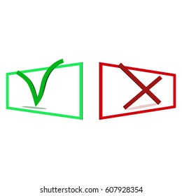 a sign of confirmation and denial. vector icons for website, design icons Yes or no