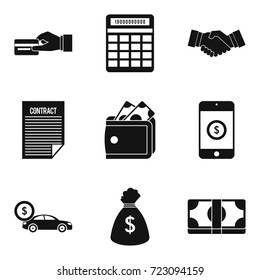 Sign contract icons set. Simple set of 9 sign contract vector icons for web isolated on white background