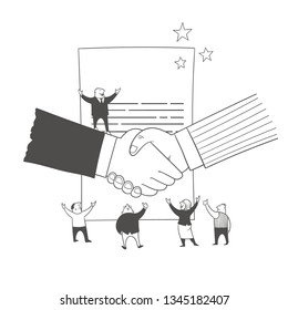 Sign a contract. People sign a contract.