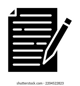 Sign contract solid icon. Contract paper and pen. Agreement and signature. For business and payments. Vector Illustration.