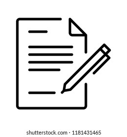 Sign the contract, write the letter concept line icon. Simple element illustration. Can be used for web and mobile UI/UX