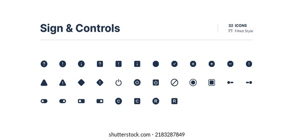 Sign and Controls UI Icons Pack Filled Style