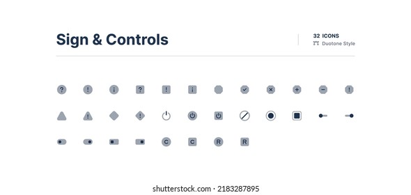 Sign and Controls UI Icons Pack Duotone Style