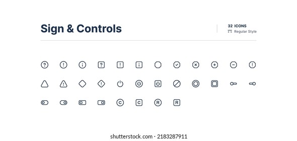 Sign and Controls UI Icons Pack Line Style