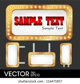 sign with copy space and light bulbs surround