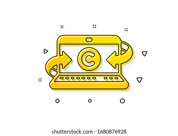 Ð¡opyright sign. Copywriting notebook icon. Media content symbol. Yellow circles pattern. Classic copywriting notebook icon. Geometric elements. Vector