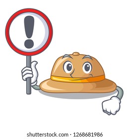 With sign cork hat isolated on the mascot