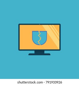 Sign of cracked shield on computer monitor