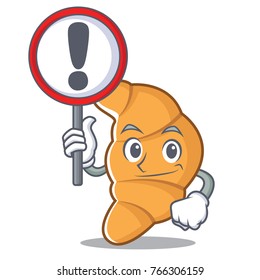With sign croissant character cartoon style