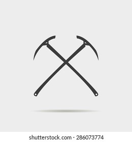 sign crossed-powered icebreaker. two ice ax. Stock vector