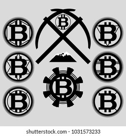 Sign of crypto currency.
Black and white image of a monetary unit in an abstract geometric composition.