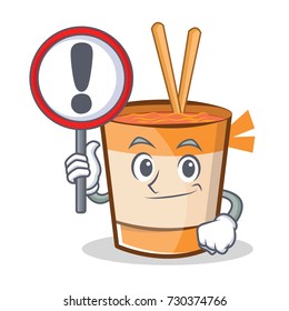 With sign cup noodles character cartoon