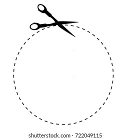 Sign, Cut Here, Circle, Isolated on White