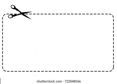Sign, Cut Here, Rectangle, Isolated on White