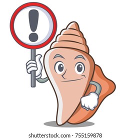 With sign cute shell character cartoon
