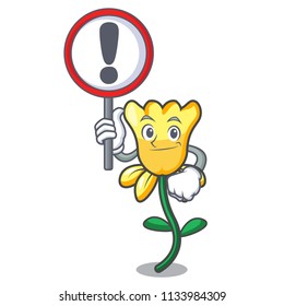 With sign daffodil flower character cartoon