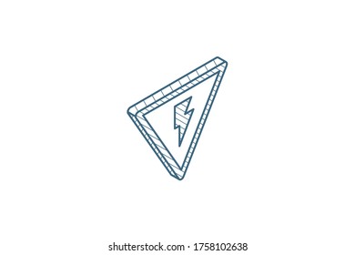 Sign of danger, high voltage isometric icon. 3d vector illustration. Isolated line art technical drawing. Editable stroke