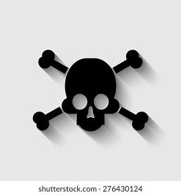 sign of danger to life. skull and crossbones  on a grey background