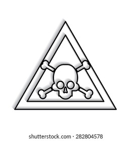 sign of danger to life. skull and crossbones with shadow