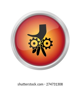 sign of danger the possibility of grip limbs icon on button
