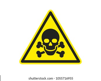 Sign of danger. Triangle with skull and crossbones. Poison icon. Vector illustration
