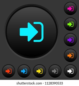 Sign in dark push buttons with vivid color icons on dark grey background