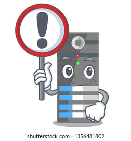 With sign data server next the cartoon computer