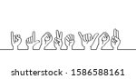Sign deaf language I love you. Deafness. Heart month. Valentines day ( valentine Valentine's ) icon or pictogram. Gestures hand or hands. Line pattern.