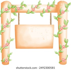 Sign decorated with flowers clipart.