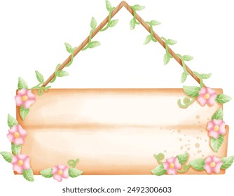 Sign decorated with flowers clipart.