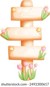 Sign decorated with flowers clipart.