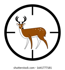 Sign of a deer in sight. Isolated on a white background. Vector illustration.