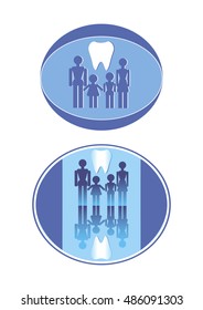 Sign of a dental clinic for the whole family. Vector