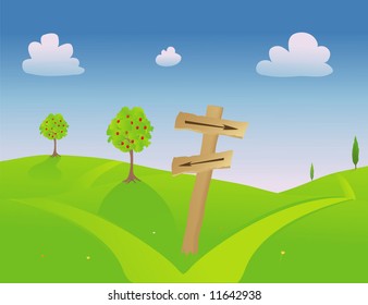 Sign depicting two different trails to choose from