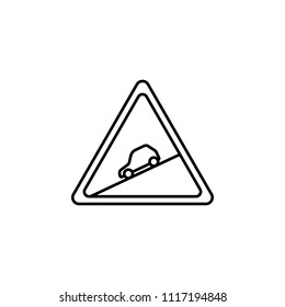 sign of descent icon. Element of traffic signs icon for mobile concept and web apps. Thin line sign of descent icon can be used for web and mobile on white background