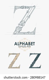 Sign design element. Vector illustration. Abstract ornate curly calligraphic letter of the alphabet - Z