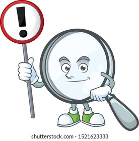 With sign design magnifying glass cartoon character style.