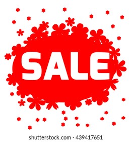 sign design for sale poster .Vector illustration. Lettering Design Template. Advertising label. Typography Vector Background. white letters on red background. Sale lettering with sale labels.